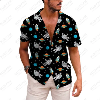 Hot Selling férfi rövid ujjú ing Temperament Street Suit Collar Button Cardigan Casual nagy hawaii ing Laza férfi felső