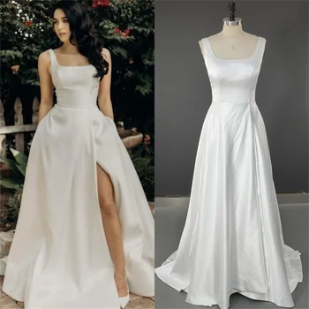 Hát nélküli, személyre szabott esküvői ruha nőknek 2023 Menyasszonyi hasított luxus menyasszonyi ruhák Menyasszonyi esküvői ruhák plusz méretű női partik