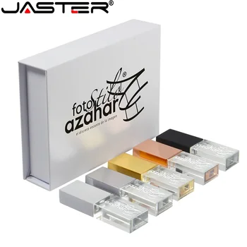 JASTER kreatív ajándék USB flash meghajtó 128GB üveg memóriakártya 64GB ingyenes egyedi logó Pen meghajtó 32GB 3D lézergravírozás U lemez 8GB