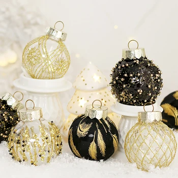Karácsonyfa golyók Csillogó dekoratív dekoratív karácsonyi bál dekoratív fekete arany függő csecsebecsék karácsonyi partira 2023 új