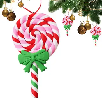 Karácsonyi nyalóka díszek lógó aranyos agyagcukorka medál Piros fehér cukorka nád otthoni karácsonyi újévi parti dekorációhoz