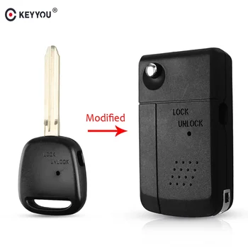 KEYYOU módosított kihajtható oldal 1 gomb 2 gombos csere Távoli autós kulcshéj tok tok Toyota TOY43 vágatlan kulcspengéhez