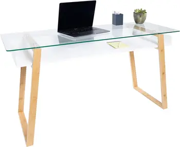 Kis íróasztal - 55 hüvelykes, modern számítógépasztal kis helyekre, nappali, iroda és hálószoba - Tanulóasztal w/gla