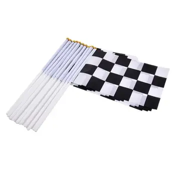 Kockás zászló 10Pcs Fekete-fehér kockás zászlók Fekete-fehér kockás zászlók CPolyester Racing Race Start banner Mini