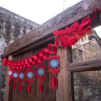 Kínai újévi sárkány mennyezeti dekorációk Hangulat elrendezés Tavaszi fesztivál Sárkány lógó koszorú parti szívességek