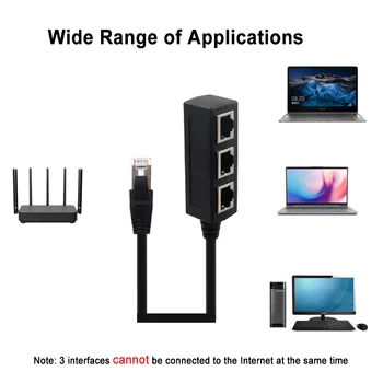 LAN Ethernet Splitter Ethernet RJ45 Splitter Cable 1 apa - 3 anya LAN Ethernet aljzat csatlakozó adapterhez