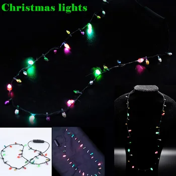 LED lámpák nyaklánc 8 izzóval Karácsonyi vaku lámpák Mini Ball Glow Light String nyaklánc Bútor kiegészítők