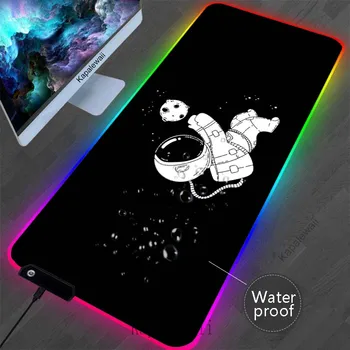 LED űrhajós egérpad RGB színes gamer egérpad vízálló gumi egérszőnyeg játék sebesség billentyűzet pad irodai gumi asztali szőnyeg