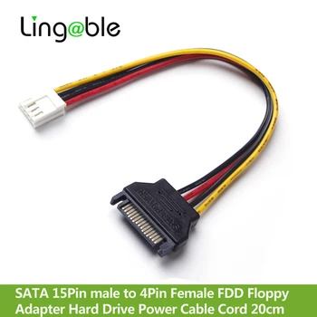 lingable SATA 15Pin apa - 4Pin anya FDD hajlékonylemez adapter merevlemez tápkábel 20cm