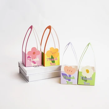 Mini hordozható virágcsokor elrendezésű doboz, Valentin-nap, hálaadás művészet esztétika origami, virágkötészeti doboz, 5db