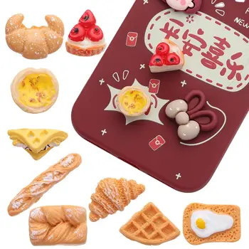 Mini kenyér Babaház Miniatűr reggeli Étel játék szimuláció Élelmiszer miniatűr modell dekoráció Ékszerkészítés DIY baba kiegészítő
