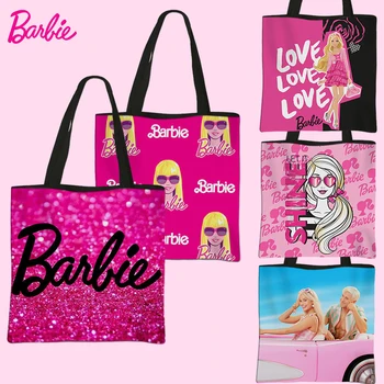 Miniso Barbie táska rajzfilm nyomtatás női divat kézitáska lányok hercegnő nagy kapacitású válltáska környezetbarát ajándéktáska