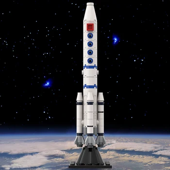 MOC Mini Hosszú Menetelés Rakéta Hordozórakéta Modell Kockák Univerzum felfedezése Űr Repülőgép építőkocka Játék gyermekeknek születésnapi ajándék