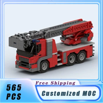 MOC építőelemek Városi jármű Multifunkcionális tűzoltólétra Teherautó modell Építőelemek készletek Összeszerelés kiállítás Gyermekjátékok Ajándékok