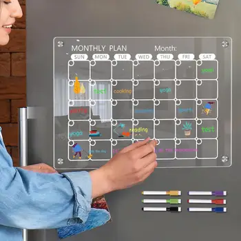  Mágneses naptár tábla 6 színes jelölővel akril szárazon törölhető hűtőszekrény tervezése Ütemezés Teendők listája Üzenőfal
