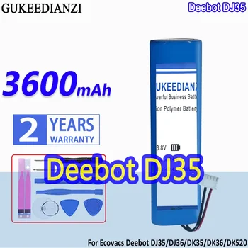  Nagy kapacitású GUKEEDIANZI akkumulátor 3600mAh Ecovacs Deebot DJ35 DJ36 DJ36 DK36 DK520 DN520 DN55