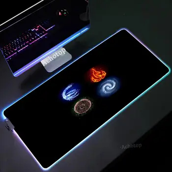 Nagy RGB játék egérpad Avatar Az utolsó léghajlító számítógép billentyűzet Egérpad csúszásgátló gumi Deskmat LED háttérvilágítású egérszőnyeg