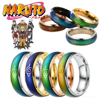 Naruto változó színű gyűrűk Intelligens rozsdamentes acél többfunkciós gyűrű Érzelmi hőmérséklet Divat Finom ékszerek Születésnapi ajándék
