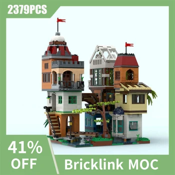 NEW 2379PCS City Hot Selling Street View Moc Modular Creekside Village DIY kreatív ötletek Gyermek játék születésnapi ajándékblokkok
