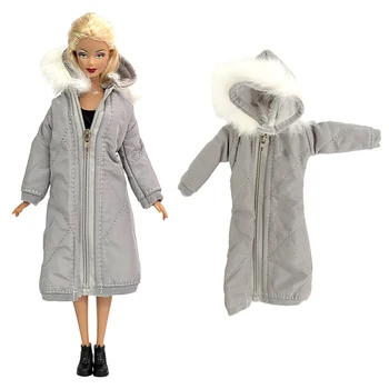 NK Hivatalos Pretty Long Coat pamut ruha Barbie számára 1/6 ruha játék téli viselet ruha szoknya BJD baba kabát kabát kiegészítők