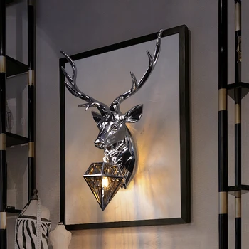Nordic Agancs fali lámpa luxus dekorációs világítás falu ezüst arany Buckhorn fali lámpa hálószoba étterem nappali