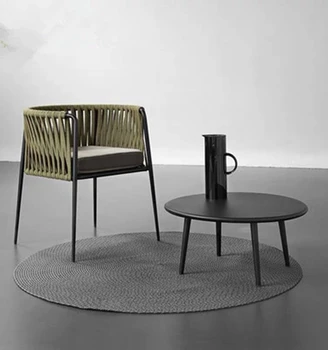 Nordic rattan szőtt asztalok és székek, kerti bútorok, udvari szabadidő dohányzóasztal kombináció, kerti kis kanapé