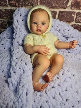 NPK 45CM Újszülött kislány újjászületett baba rét puha ölelgetős test élethű puha tapintású 3D bőr látható vénákkal Art baba