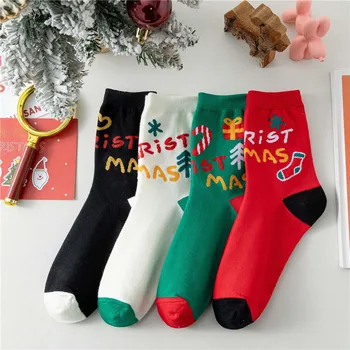 Nők Karácsonyi boka zokni Pamut karácsony Rajzfilm nyomtatás Rövid zokni Aranyos lélegző Kényelmes meleg sport Alvás középcsöves zokni