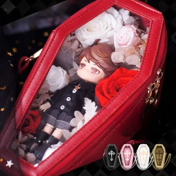 OB11 BJD baba koporsó átlátszó mini táska gótikus banpaia vámpír koporsó lány tároló doboz válltáska vámpír koporsótároló doboz