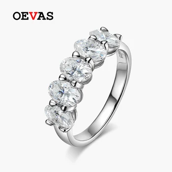 OEVAS 100% 925 sterling ezüst csillogó 4*6mm Moissanite jegygyűrű nőknek ovális szabású finom ékszerek lányok ajándék nagykereskedelem GRA