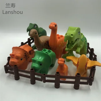 Oktatási Közgyűlés Nagy építőelemek Jurassic dinoszaurusz modell kiegészítő kiegészítők Kompatibilis tégla gyermek tartós játékok ajándék
