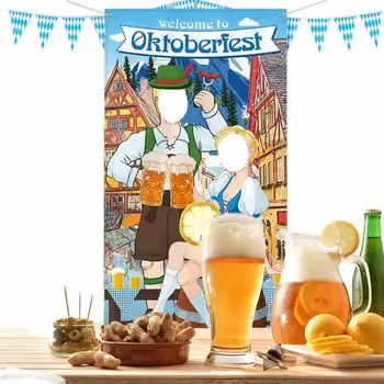Oktoberfest Party dekorációk Fotó Prop Óriás szövet fotófülke háttér Vicces Oktoberfest játékok Kellékek sörfesztiválhoz
