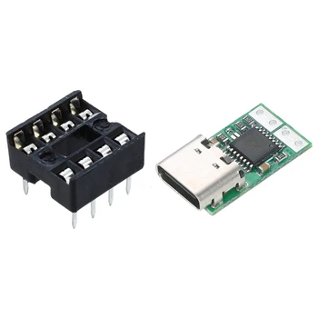 Promóció! 10 x 8 tűs DIP IC aljzatok adapter Forrasztási típusú aljzat USB-C PD2.0 / 3.0 DC átalakítóval Tápegység modul