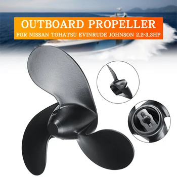 Propeller 7.4 x 5.7 tengeri légcsavaros alumíniumötvözet Nissan Tohatsu Evinrude Johnson számára 2.2-3.3HP R forgó fekete 3 lapát