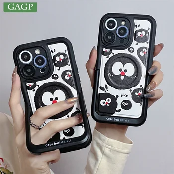 Rajzfilm bőr láthatatlan konzol Phone Case iPhone 15 14 13 12 Pro Max 15 Plus 11 MagSafe mágneses kamera védőtok