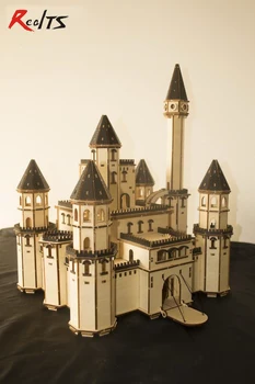 RealTS Európai klasszikus modell kastély a mesekastély fekete orvos fa modell DIY játékkészlet