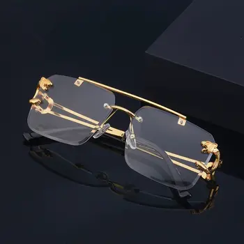 Retro Gepárd dekoráció Keret nélküli napszemüveg nőknek Férfi metál steampunk napszemüveg Keret nélküli divat árnyalatok UV400 szemüveg