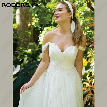 RODDRSYA Sweetheart esküvői ruha nőknek csipke rátétes hát nélküli menyasszonyi ruha vállról A-vonalú menyasszonyi parti Vestido De Noiva