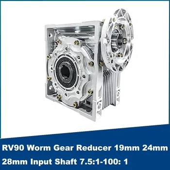 RV90 csigahajtómű reduktor NMRV090 19mm 24mm 28mm bemeneti furat 7.5: 1-100: 1 áttétel kimeneti furat 35MM sebességváltó 0.55KW-4KW motorhoz