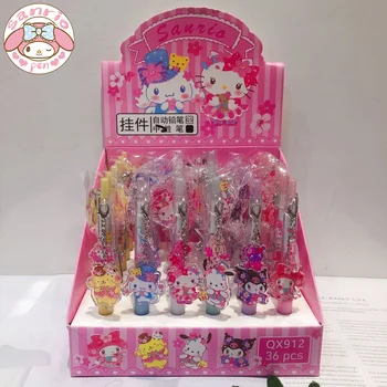 Sanrio 36db gél toll rajzfilm Cinnamoroll Hello Kitty Presses medál tollak Kawaii diák írószer Víz alapú toll Lány ajándék