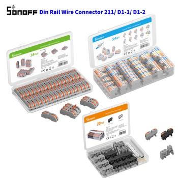 SONOFF Din sínes huzalcsatlakozó 211/ D1-1/ D1-2 univerzális kompakt huzalozási sorkapocs elektromos kábelcsatlakozáshoz