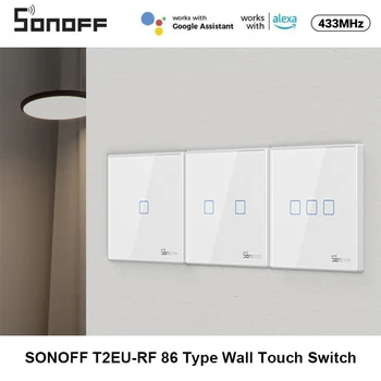 SONOFF T2EU-RF 86 típusú intelligens kapcsoló ragadós 433MHz vezeték nélküli RF távirányító fali panel 4CHPROR3 SlampherR2 TX fali kapcsolóhoz