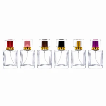 Spray palack Acyylic fedél Kiváló minőségű parfüm 50ml 5db csavaros szivattyú üres négyzet alakú átlátszó üveg kozmetikai csomagolás újratölthető injekciós üvegek