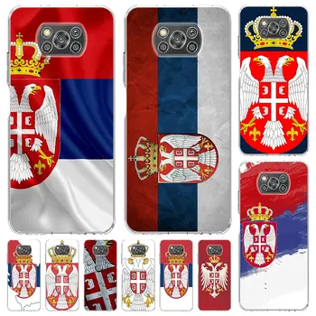 Szerbia zászlótok Xiaomi Poco X5 X3 NFC M4 X4 Pro 5G M3 F3 F2 M2 Pocophone F1 átlátszó TPU telefontok Mi 12T Pro