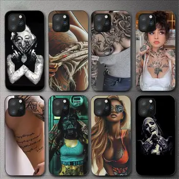 Szexi ujjú tetováló lány telefontok iPhone 11-hez 12 Mini 13 14 Pro XS Max X 8 7 6s Plus 5 SE XR héj