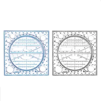 Többfunkciós forgatható rajzsablon Művészettervezés Építés Építész Sztereó geometria Kör rajzolás Mérési skála Vonalzó