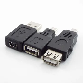 USB 2.0 A anya apa - Mini B 5 tűs anya / férfi csatlakozó adapter Mini A B típusú jack osztóhoz Okostelefon OTG átalakító