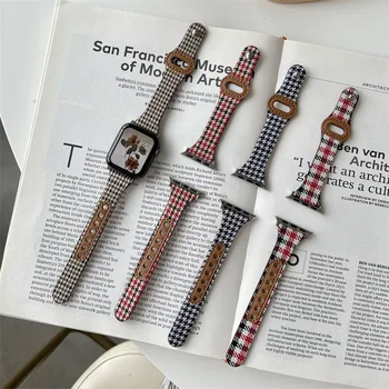 Vászon bőrhurok Apple Watch szíjhoz 45mm 44mm 41mm 40mm női bőr karóraszíj karkötő iwatch Series 7 se 6 5 vékony szíj