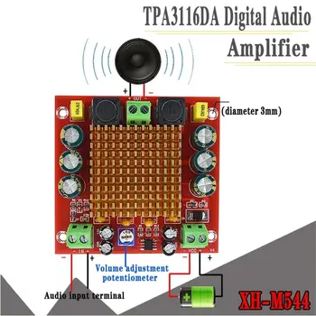 XH-M544 DC 12V 24V 150W TPA3116DA TPA3116D2 Singe Channel digitális teljesítmény-audio erősítő erősítő kártya előerősítővel