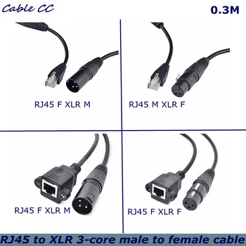 XLR 3 tűs apa - RJ45 anya audio hálózati interfész anya - XLR 3pin anya audiojelrendszerek és rádió rövid kábel